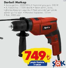 APRİLLA DARBELİ MATKAP fiyat ve kampanya bilgisi